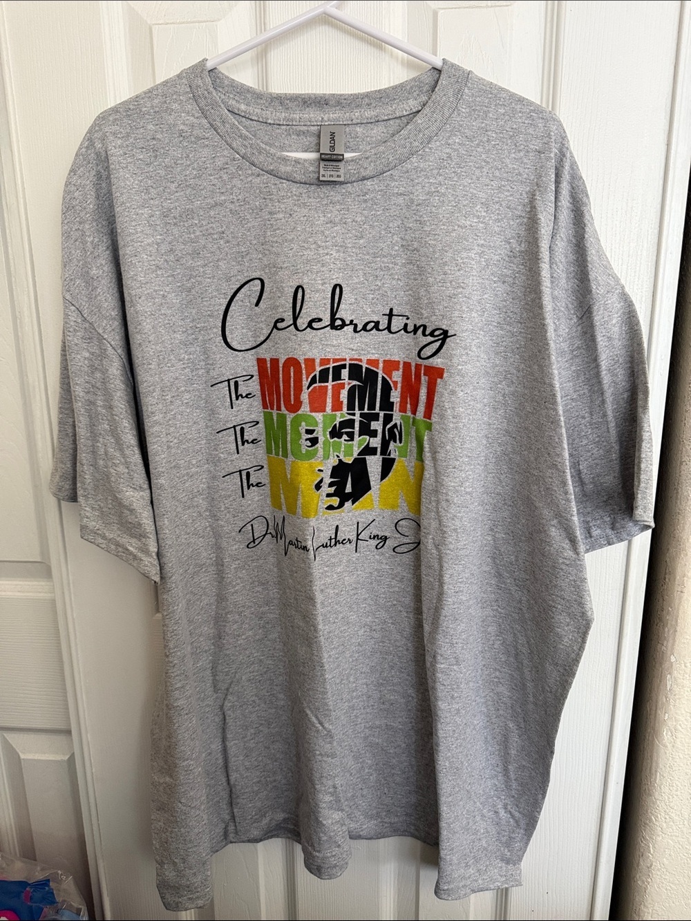 MLK Gildan Gray Short-Sleeve Tee with Red, Green & Yellow Graphic - Picture 6 of 8